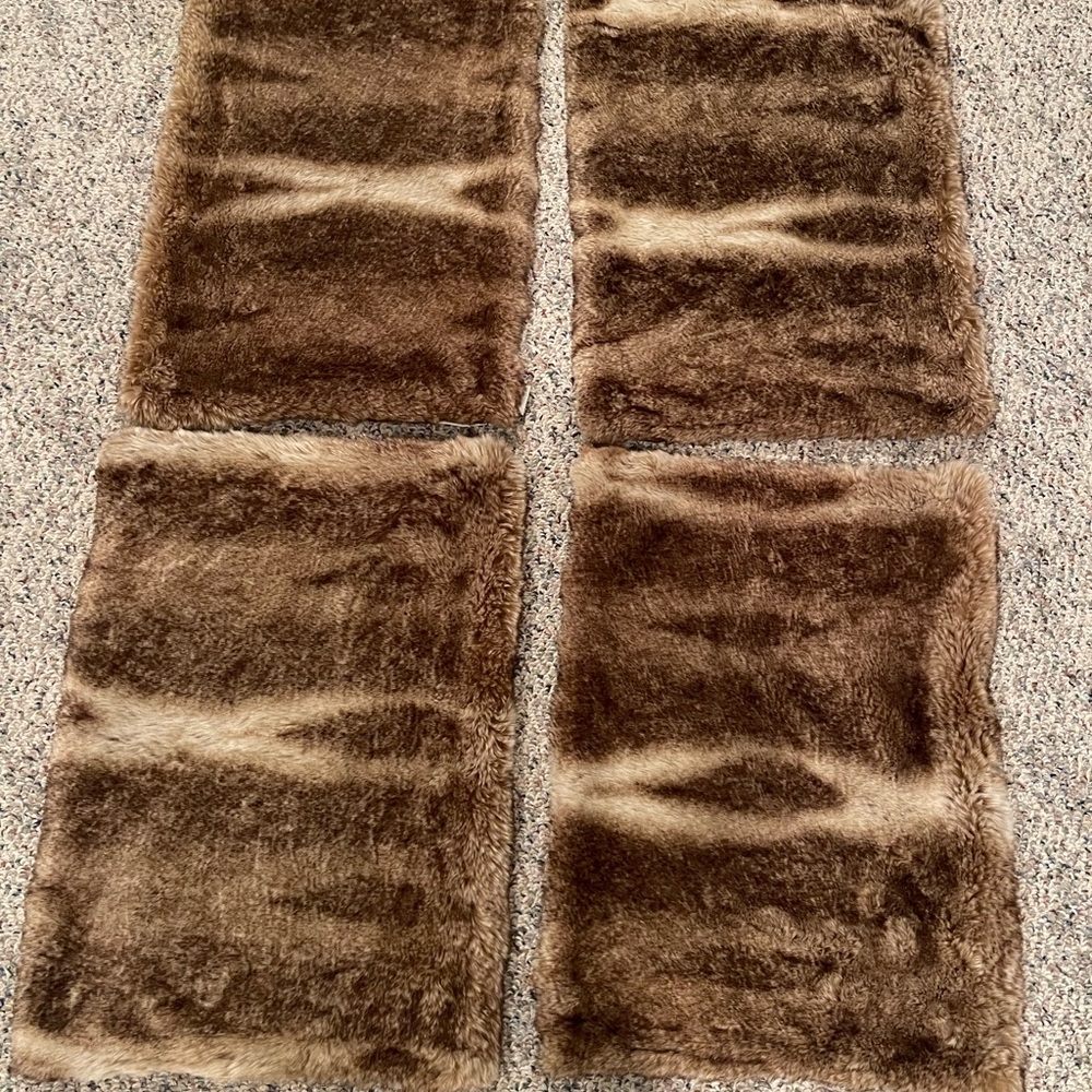 Pottery Barn Brown Faux Fur Table Placemats (Set of 4)